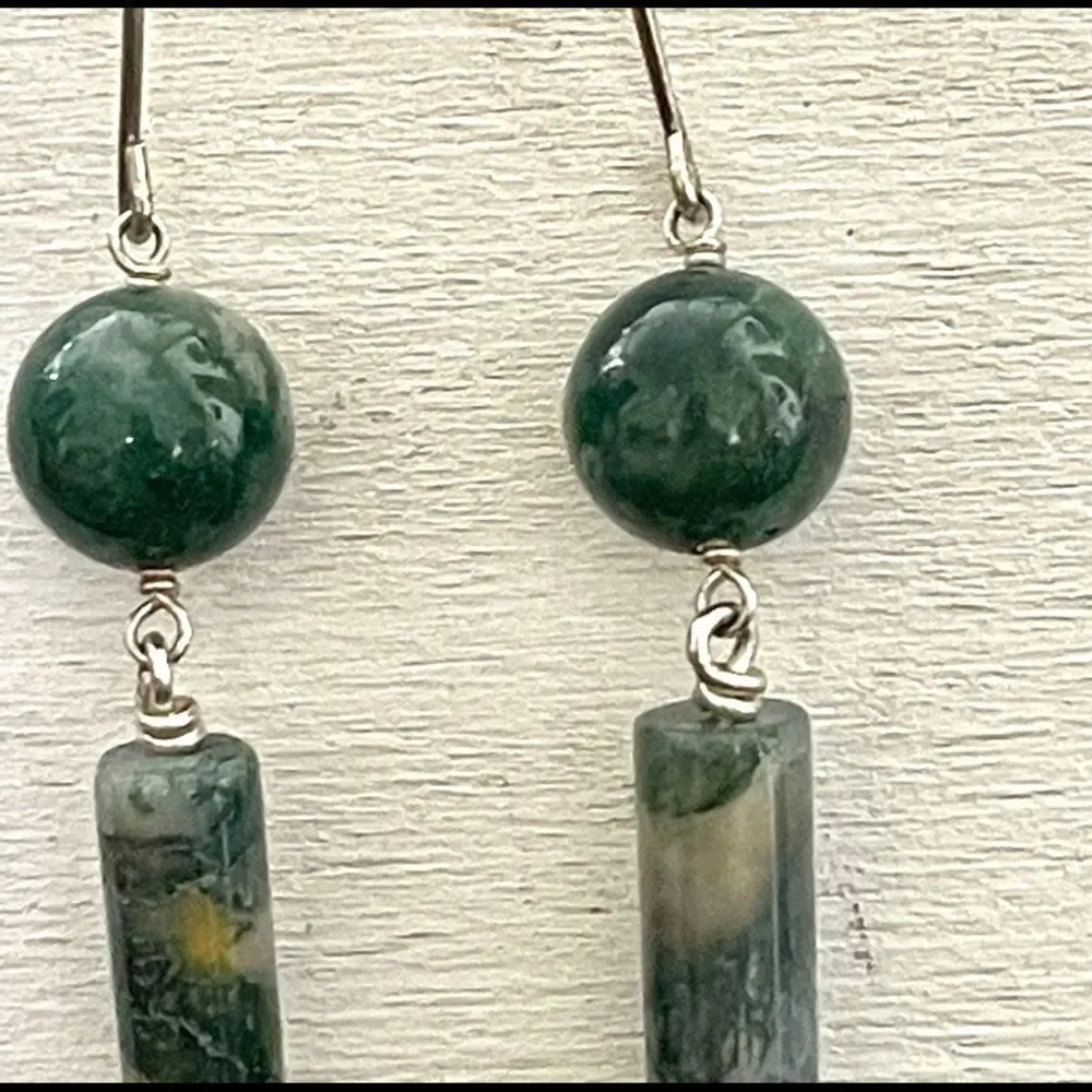 Green moss agate earrings